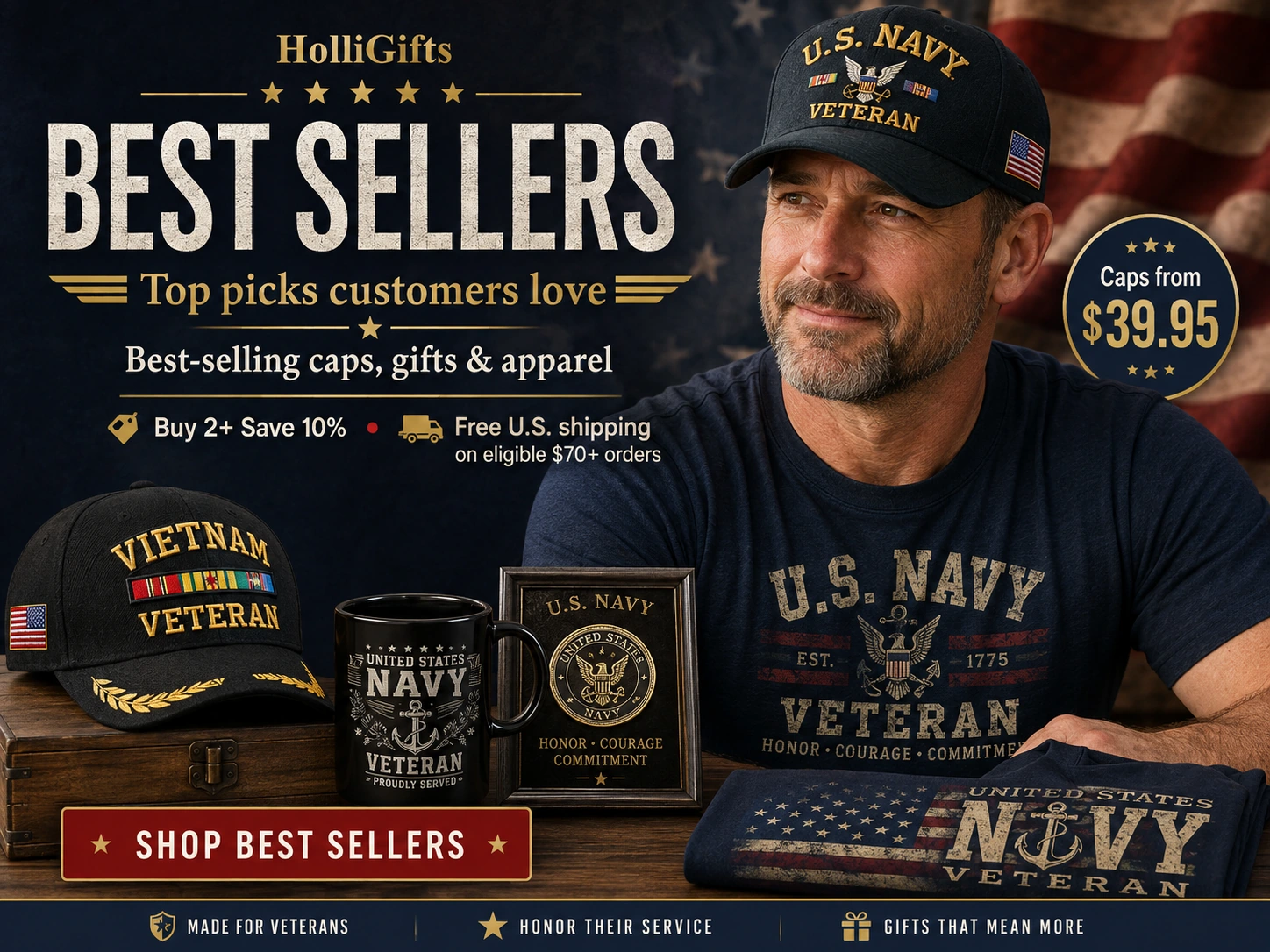 Best-selling gifts, caps and apparel